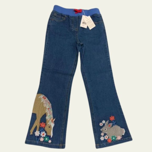 NWT Mini Boden Appliqué Animal Jeans Size 8 - Picture 1 of 7